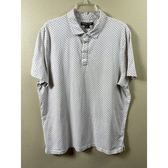 Michael Kors Men's Polo Shirt XL Embroidered Logo 100% Cotton Geometric Print - Picture 2 of 8